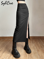 Stride into style with the Nibber Black Sexy Split Skirt. 6